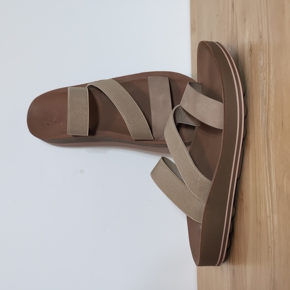 Strappy Elastic Nude Tan Sandals Shoes - Picture 1 of 4